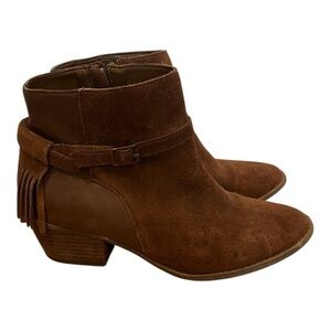 American Eagle Outfitters Brown Suede fringe detail ankle boots bottles size 7.5